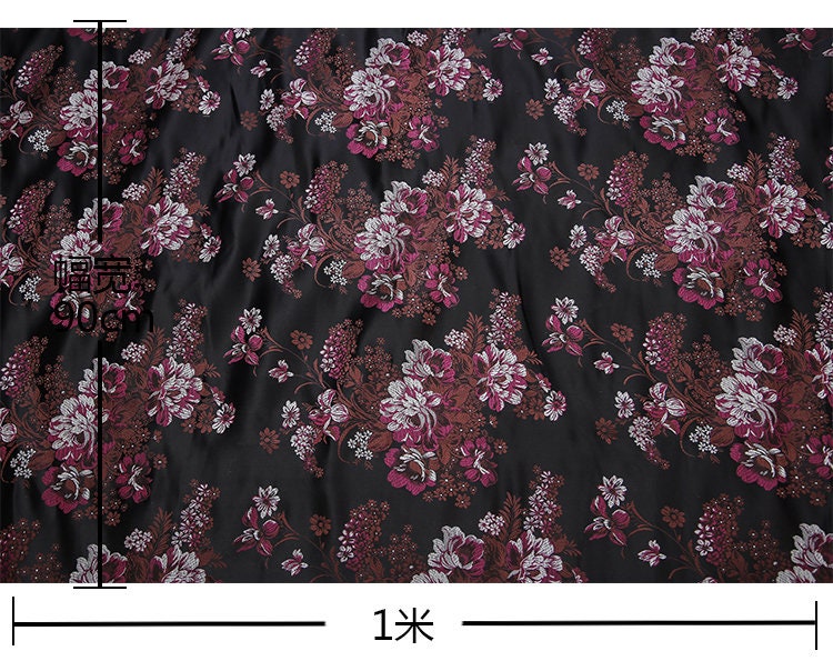 Peony Brocade Jacquard Fabric: Retro Style Rayon Dress Material