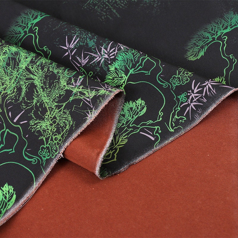 Tea Silk Satin Fabric: 59"W Digital Print for Sewing & Decor