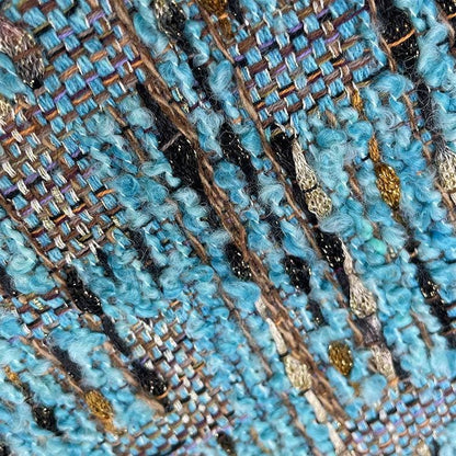 Coarse Woven Tweed Fabric: Blue Sequin Sparkle, 59" Wide