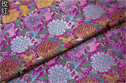 Tissu brocart à motifs floraux : style sino-mongol, pour l’ameublement et la couture, largeur 75 cm (29,5 po).