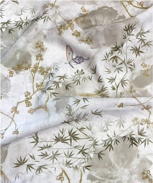 Butterfly Print Polyester Fabric: Antique Style Upholstery, Costume, Decor (55"W)