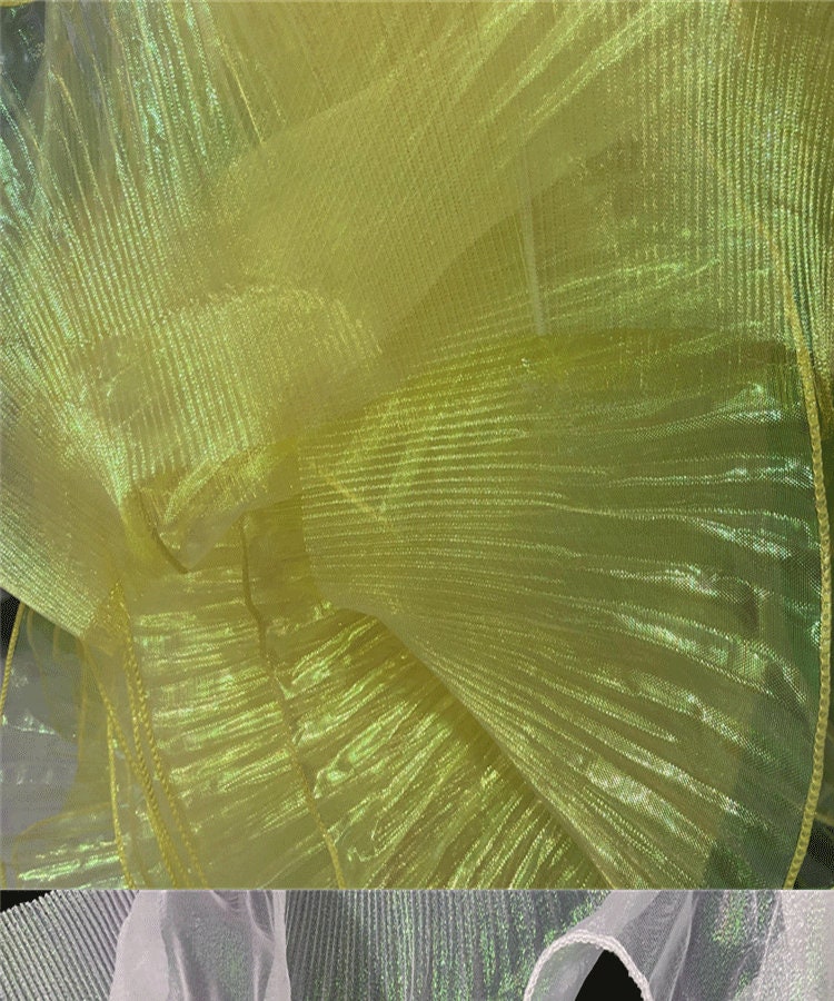 Two-Toned Ruffle Organza Fabric: 3D Folds, 15cm Wide