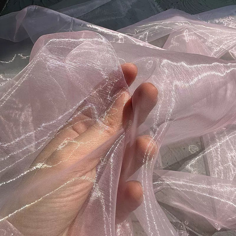Silky Organza Fabric: Bright Sheer Water-Gloss, 55" Wide