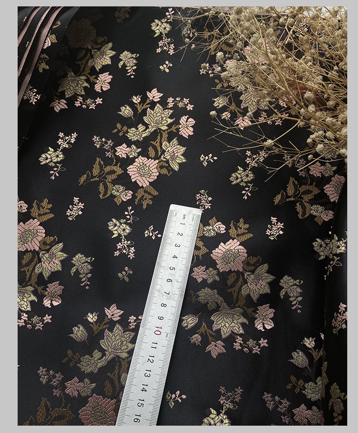 Pink Floral Brocade Fabric: Shiny Rayon Chinese Silk (By The Meter)