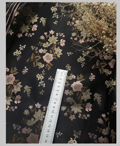 Pink Floral Brocade Fabric: Shiny Rayon Chinese Silk (By The Meter)
