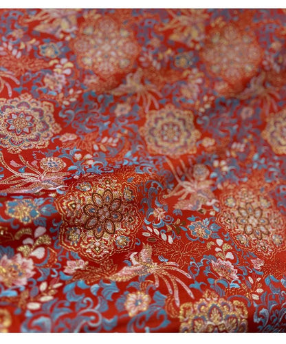 Tissu brocart pivoine phénix - Satin style chinois, 142 cm de large