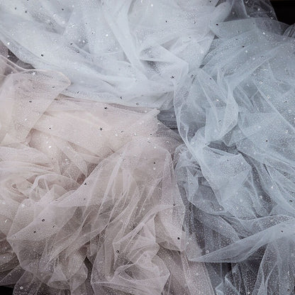 Galaxy Organza Fabric: Silver Foil Sheer Wedding Material