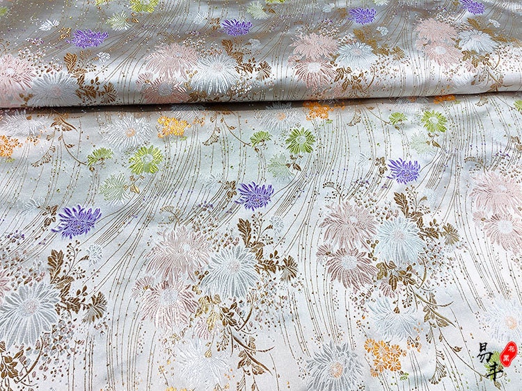 Chrysanthemum Damask Jacquard Brocade Fabric: Kimono Sewing Material
