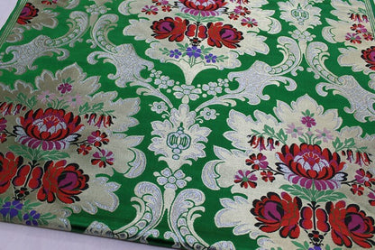 Tissu brocart de soie : motif floral pivoine dahlia, 74 cm de large, tissu de mariage