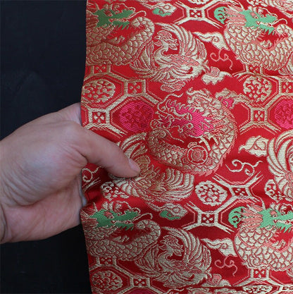 Dragon Phoenix Nishijin Fabric: Japanese Silk Brocade Upholstery