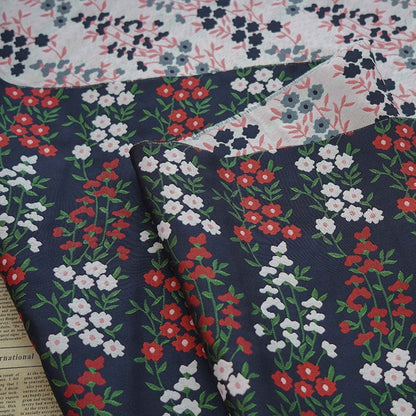 Dark Blue Floral Jacquard Fabric: Reversible Embossed Weave, 57"W