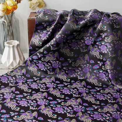 Tissu jacquard pivoine Phoenix Delight : style dynastie Song chinoise, 150 cm de large