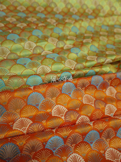 Japanese Shell Kinran Brocade Fabric: Silk Rayon Blend, 29.5�ï