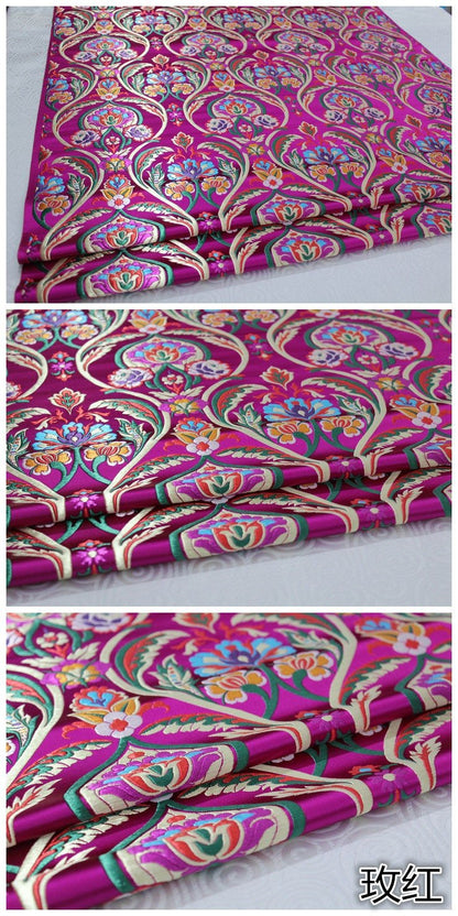 Floral Jacquard Brocade Fabric: Chinese Mongolian Style (By The Meter) - Poppylollipop