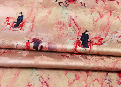 Tissu en soie à motifs de la dynastie Tang : 150 cm de large, imprimé numérique sur satin