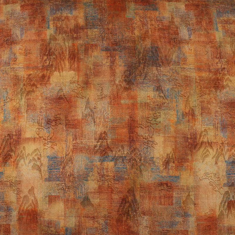 Floral Landscape Jacquard Fabric - Gold Trace Upholstery Fabric, 59"W