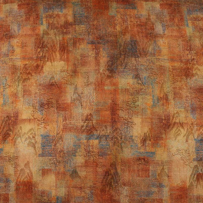 Floral Landscape Jacquard Fabric - Gold Trace Upholstery Fabric, 59"W