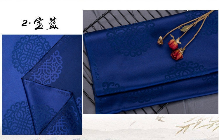 Damask Brocade Fabric: Chinese Mongolian Style Silk Rayon Blend