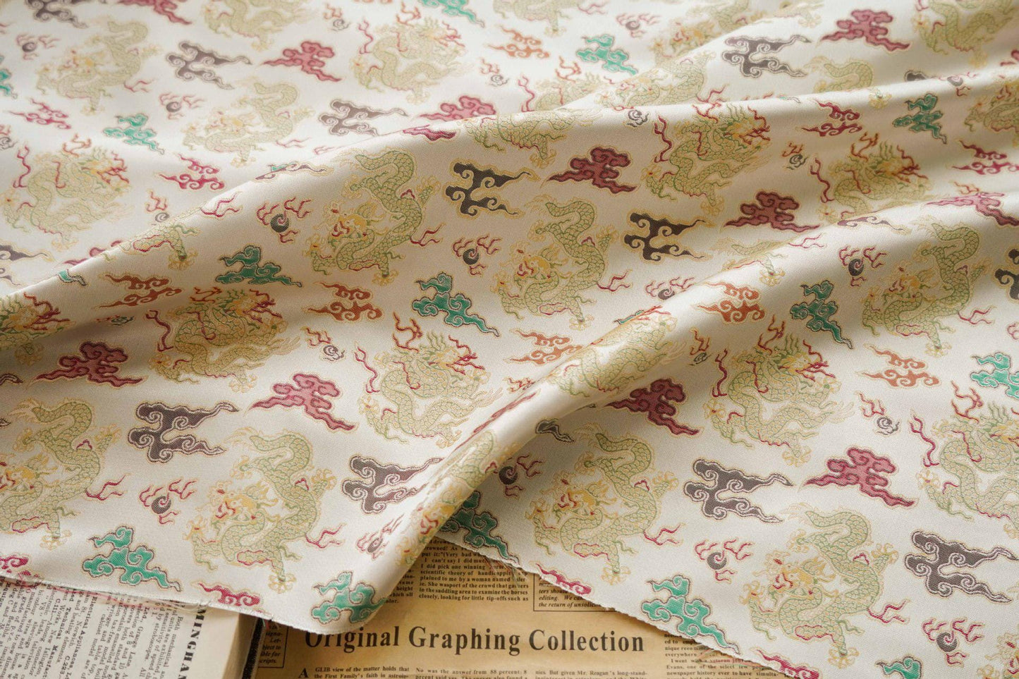 Dragon Brocade Fabric: Chinese Style Upholstery, Costume, Decor (65"W)