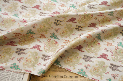 Dragon Brocade Fabric: Chinese Style Upholstery, Costume, Decor (65"W)