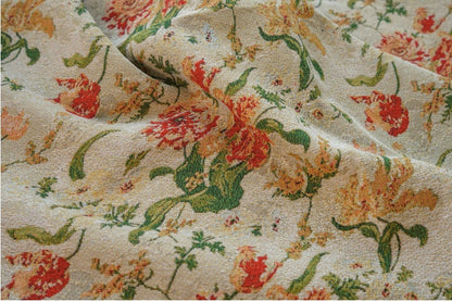 Floral Jacquard Fabric: Retro Big Flower Upholstery, 59" Wide