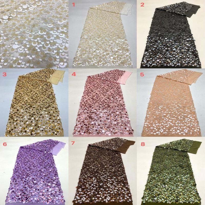 Beaded Sequin Chiffon Fabric: Elegant Party Dress Material (49" Wide)