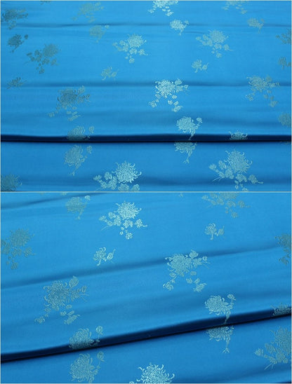 Tissu brocart chrysanthème : Revêtement d'ameublement Cheongsam de style folklorique (largeur 29,5")