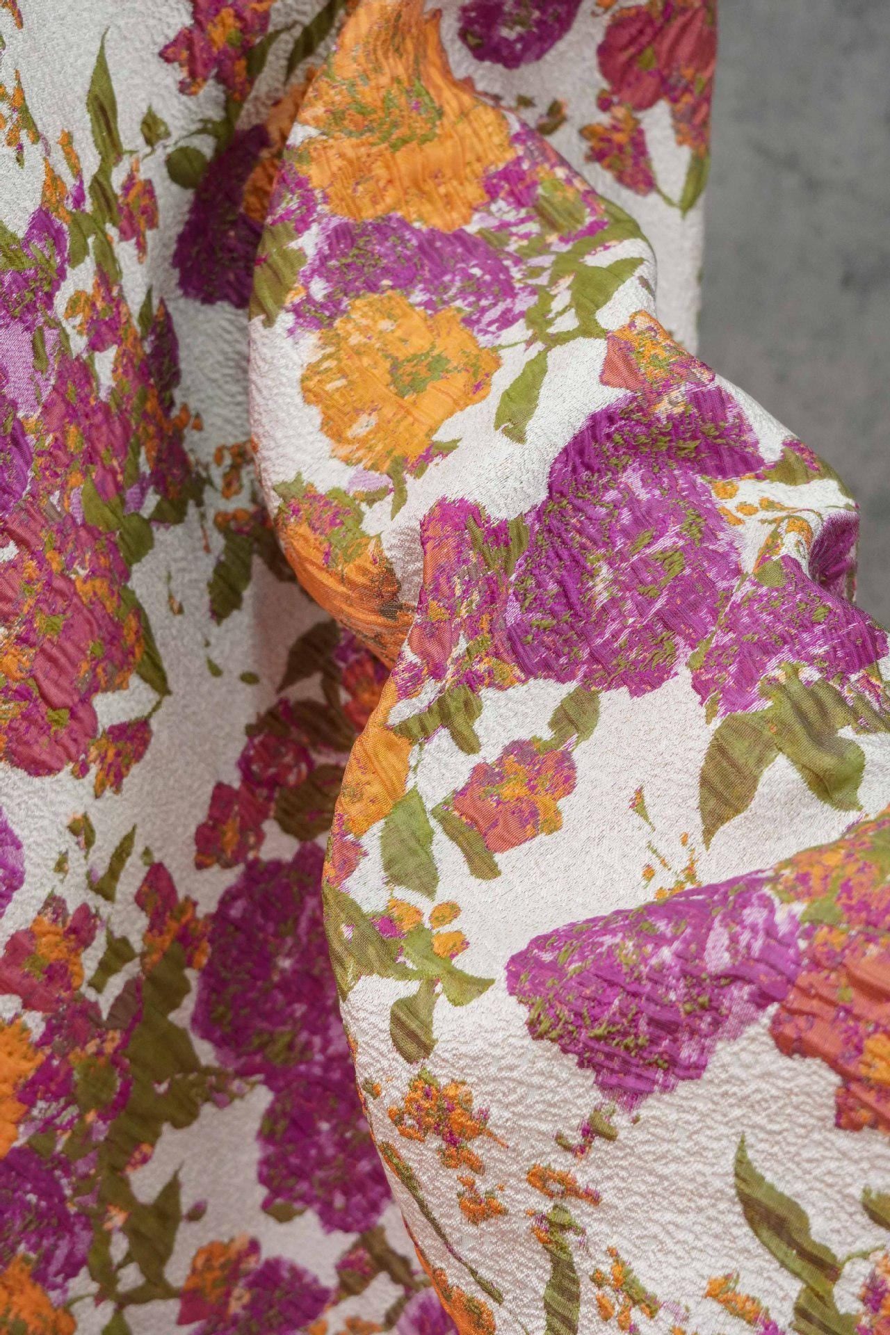 Floral Embroidered Jacquard Fabric: French Country Style Upholstery Sewing Material