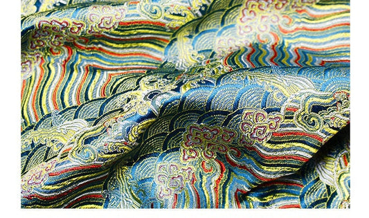 Échantillon de tissu brocart de soie chinois : Matériel de couture multicolore (25 x 30 cm)