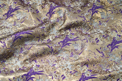 Gold Thread Floral Jacquard Fabric: 3D Texture Upholstery, Prom Dress Sewing (59" W)