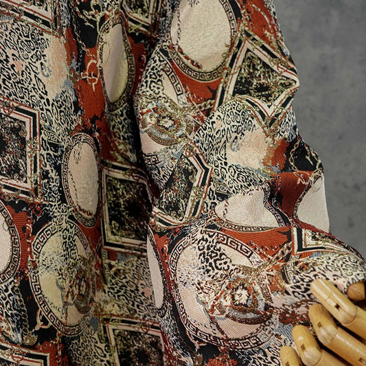 European-Style Jacquard Fabric ��� Round Crest & Scroll Pattern ��� Vest, Waistcoat, Upholstery, Ho"Wide