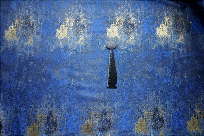 Galaxy Jacquard Fabric: Dark Blue Universe Upholstery, Costume, Decor (67" Width)