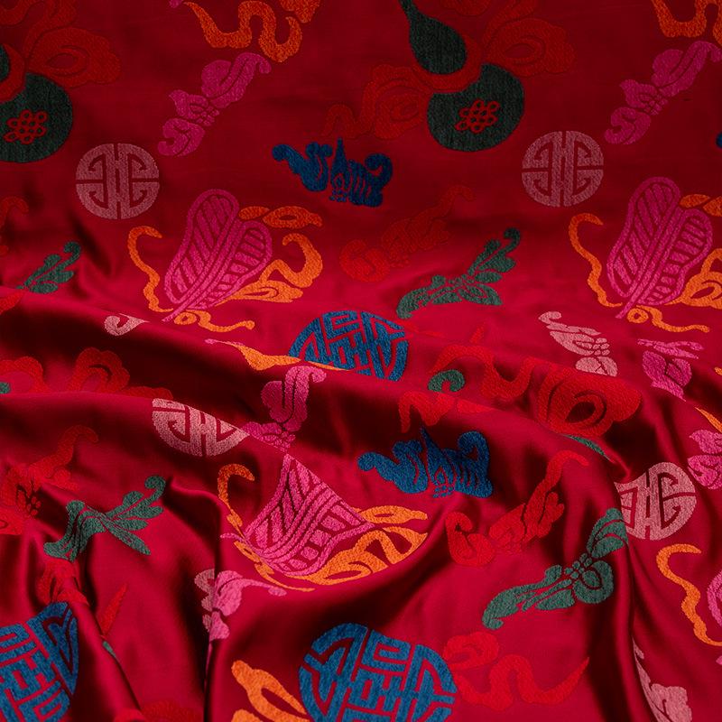 Colorful Gourd Silk Brocade Fabric: 55" Upholstery & Costume