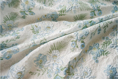 Floral Jacquard Fabric: Gold Thread, 3D Butterfly Texture, 55" Wide