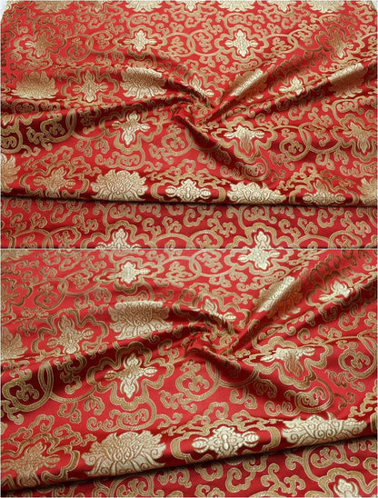 Vintage Chinese Brocade Fabric: 75" Wide Satin Silk Tapestry