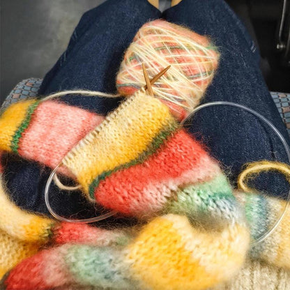 Rainbow Mohair Silk Yarn: Hand-Dyed Gradient Lace Knitting