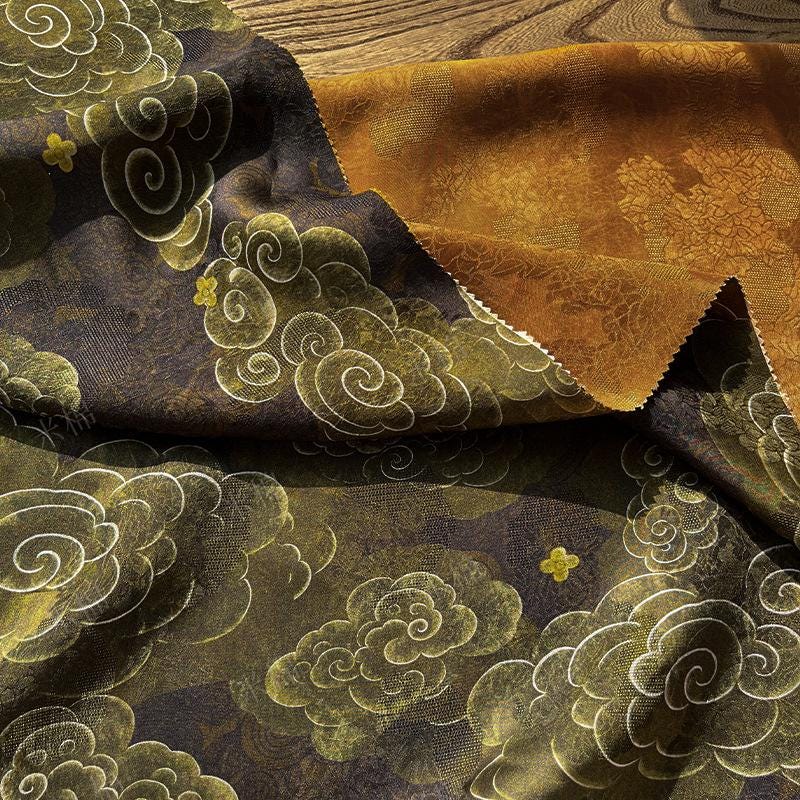 Butterfly Jacquard Silk Fabric ��� Yun Pattern Xiangyun Rayon Ble"W