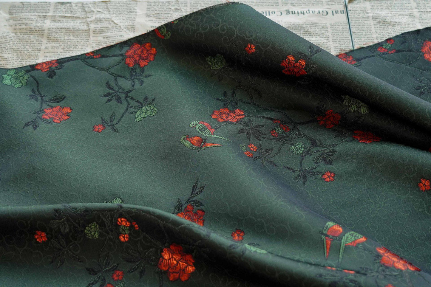 Floral Brocade Fabric: 59"W Polyester Rayon Blend, Costume Decor