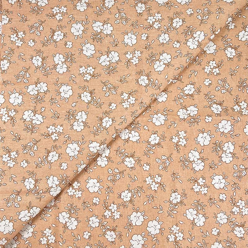 Tissu en coton et lin à imprimé floral : matériau de couture pour robes et ameublement (59 pouces)