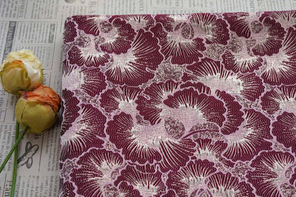 Ginkgo Leaf Gold Thread Jacquard Dress Fabric, 56" Wide