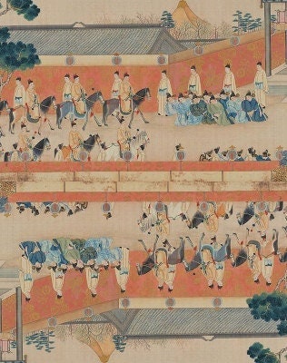 Dream of Red Mansions Satin Fabric: Chinese Novel Print, Sewing & Upholstery