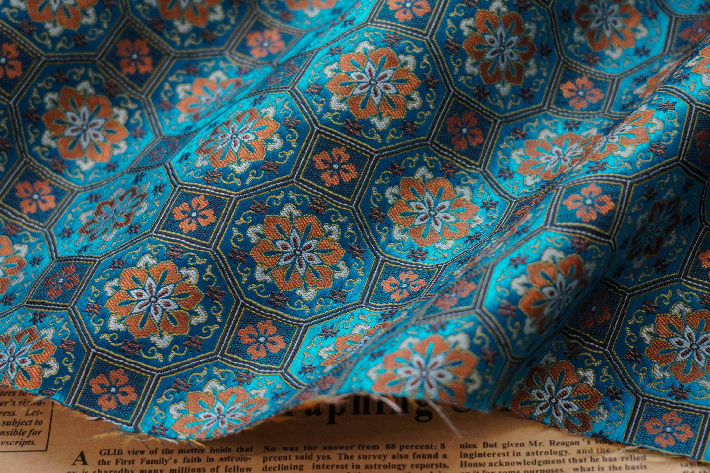 Song Dunhuang Silk Brocade Fabric: 58"W Tibetan Robe Cheongsam Material