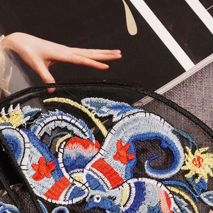 Embroidered Double Fish Patch: Ethnic Style Clothing Decor