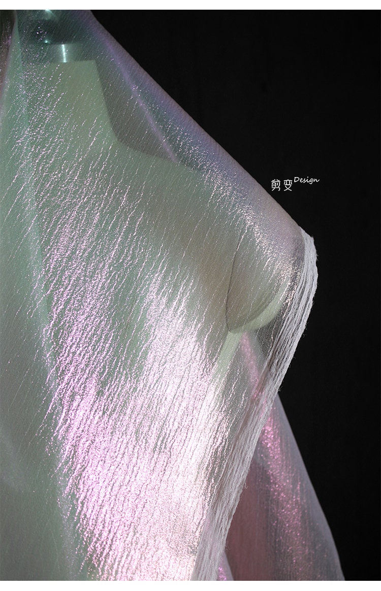 Pleated Pearl Illusion Mesh Fabric, Gradient Polyester, 57" Wide