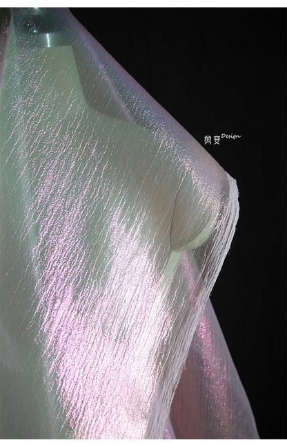 Pleated Pearl Illusion Mesh Fabric, Gradient Polyester, 57" Wide