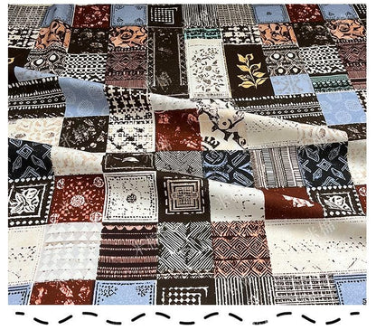 Tissu en coton collage vintage : matériau de quilting d'art rétro (55 po L)
