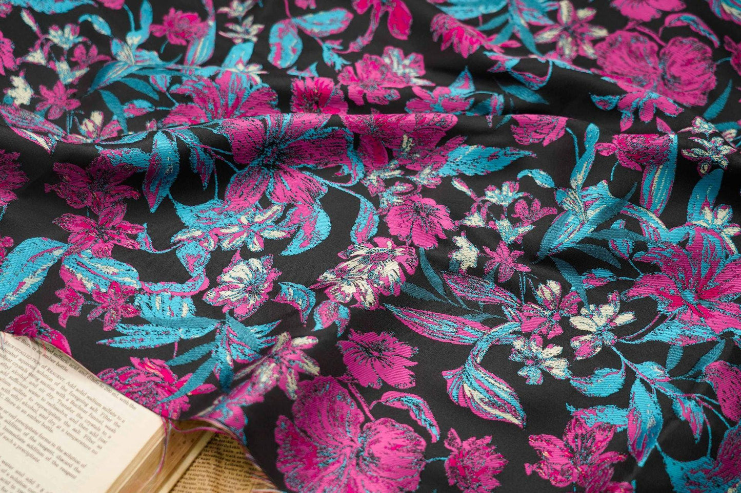 Gold Thread Floral Jacquard Fabric: Vintage Palace Designer Material