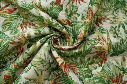 Green Forest Jacquard Fabric: Rayon Polyester Blend, 59" Wide