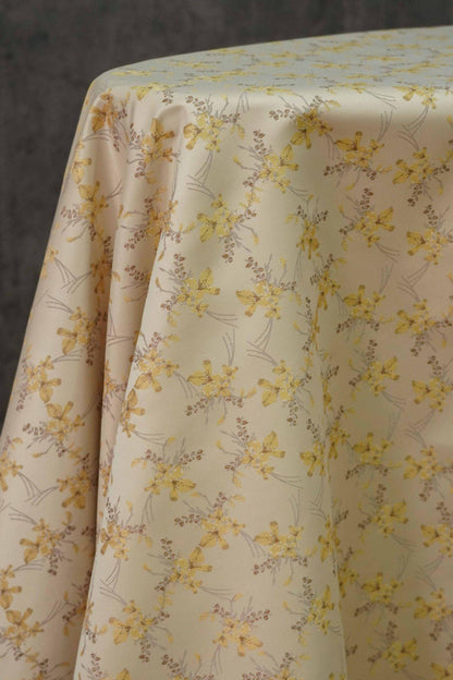 Beige Metallic Floral Jacquard Fabric: Reversible Woven Upholstery, 63"W