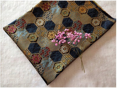 Handmade Embroidered Brocade Fabric: Tibetan Robes, Shrines (29.5"W)